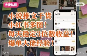 小说推文干货之小红书多图每天稳定3位数收益爆单大佬经验分享-水滴知识网