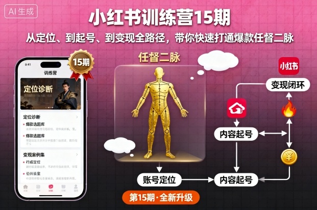 小红书训练营15期,从定位、到起号、到变现全路径,带你快速打通爆款任督二脉-水滴知识网