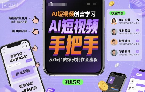 AI短视频创富学习,手把手教会你制作AI短视频-水滴知识网