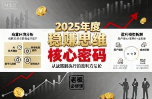 2025年度稳賺思维老板创业营,拆解2025年新商业环境下,企业实现持续盈利的核心密码-水滴知识网