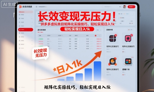长效变现无压力!拼多多虚拟类目矩阵化实操技巧,轻松实现日入1k【揭秘】-水滴知识网