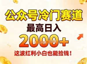 公众号冷门赛道，最高日入1k+，这波红利小白也能捡钱！-水滴知识网