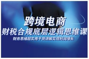 跨境电商财稅合规底层逻辑思维课,财务思维超实用于货讲解实现利润增长-水滴知识网