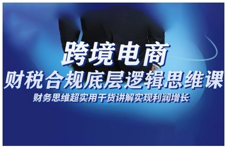 跨境电商财稅合规底层逻辑思维课,财务思维超实用于货讲解实现利润增长-水滴知识网