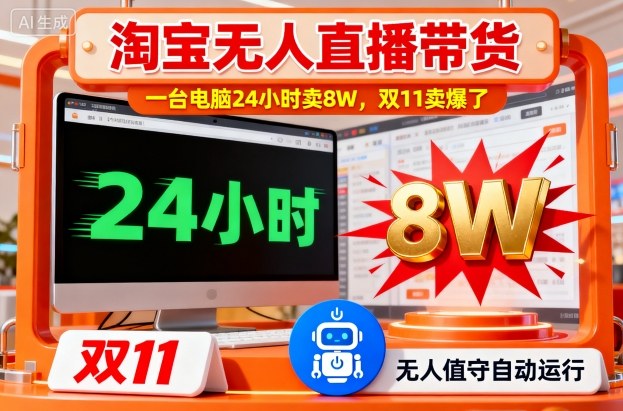 淘宝无人直播带货,一台电脑214小时卖8W,双11卖爆了【揭秘】-水滴知识网