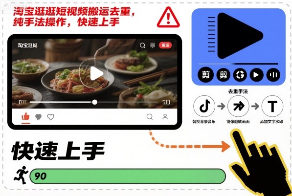 淘宝逛逛短视频搬运去重,纯手法操作,快速上手-水滴知识网