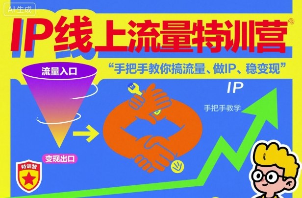 IP线上流量特训营,手把手教你搞流量、做IP、稳变现-水滴知识网
