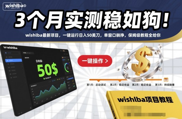 3个月实测稳如狗!wishlba最新项目,一键运行日入50美刀,单窗口躺挣,保姆级教程全给你【揭秘】-水滴知识网