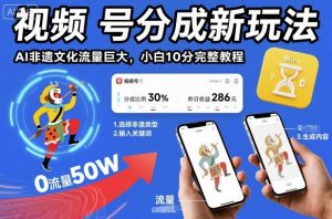视频号分成新玩法，AI非遗文化流量巨大，小白10分钟搞定，完整教程-水滴知识网