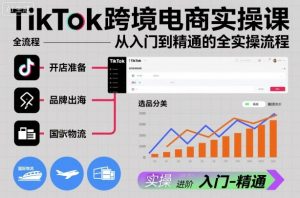 TikTok跨境电商实操课,从入门到精通的全实操流程-水滴知识网