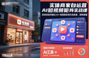 实体商家自运营AI短视频矩阵实战课,实体店如何通过AI+短视频实现引流拓客、团购增量-水滴知识网
