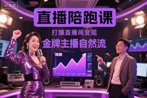 直播陪跑课,金牌主播自然流打爆直播间,复制高变现玩法-水滴知识网