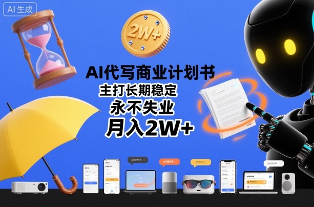 AI代写商业计划书,主打长期稳定,永不失业,月入2W+-水滴知识网