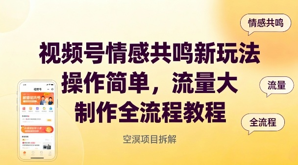 视频号情感共鸣新玩法，操作简单，流量大，制作全流程教程-水滴知识网
