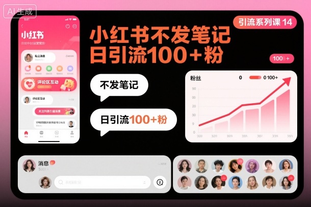 引流系列课14：小红书不发笔记日引流100+粉-水滴知识网