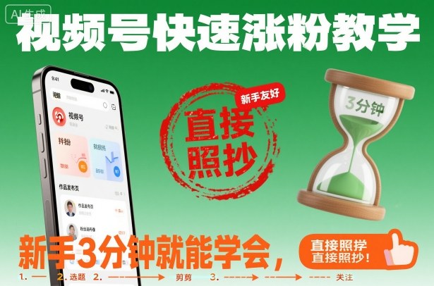 视频号快速涨粉教学,新手3分钟就能学会,直接照抄!-水滴知识网