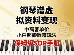 小红书钢琴谱虚拟资料变现，中高客单价，小白照搬的“躺賺”玩法【保姆级SOP手册】-水滴知识网