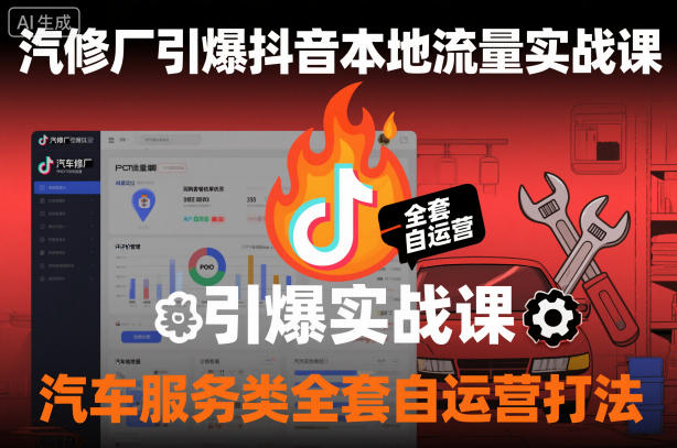 汽修厂引爆抖音本地流量实战课,汽车服务类全套自运营打法-水滴知识网