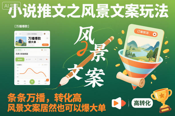 小说推文之风景文案玩法,条条万播,转化高,风景文案居然也可以爆大单!-水滴知识网