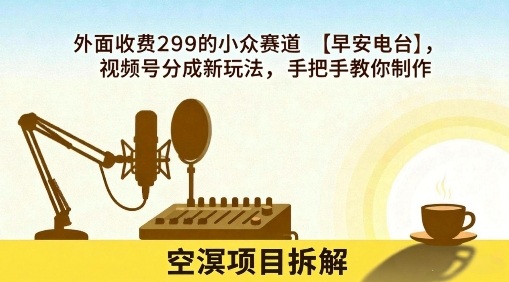 外面收费299的小众赛道【早安电台】，视频号分成新玩法，手把手教你制作-水滴知识网