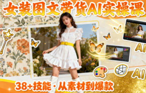 女装图文带货的AI实操课，覆盖38个实用技能，快速提升素材制作效率-水滴知识网