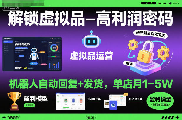 解锁虚拟品高利润密码:机器人自动回复+发货,单店月1-5W【揭秘】-水滴知识网