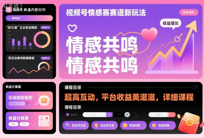 视频号情感赛道新玩法,超高互动,平台收益美滋滋,详细课程-水滴知识网
