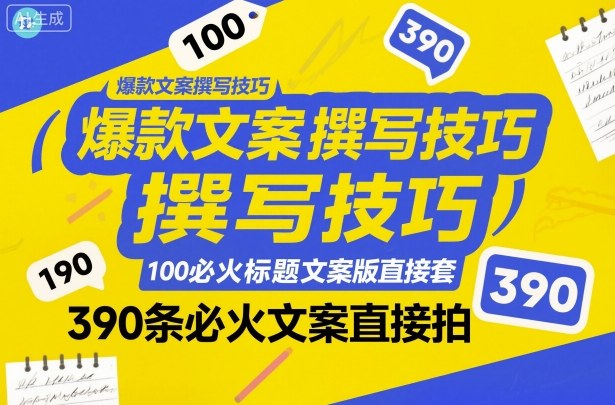 爆款文案撰写技巧,100个必火标题文案模版直接套,390条必火文案直接拍-水滴知识网