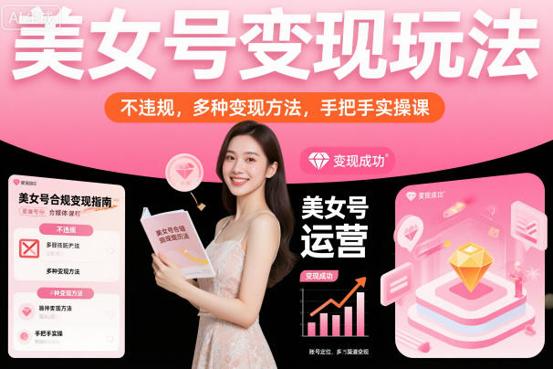 美女号变现玩法,不违规,多种变现方法,手把手实操课-水滴知识网