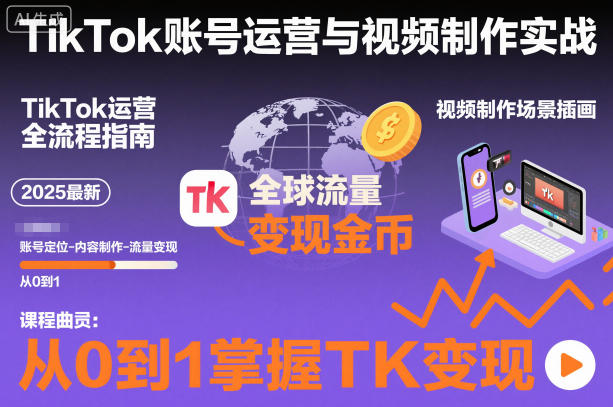 2025最新TikTok账号运营与视频制作实战全流程,从0到1掌握TK变现(含11月最新TK搬运技术)-水滴知识网
