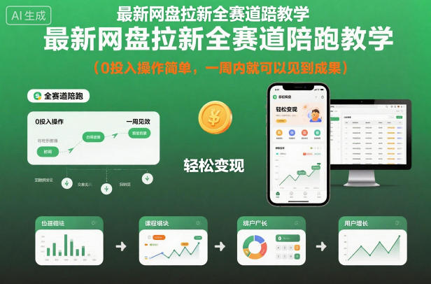 最新网盘拉新全赛道陪跑教学,0投入操作简单,一周内就可以见到成果-水滴知识网