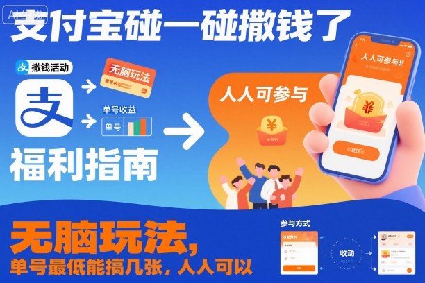 支付宝碰一碰撒钱了,无脑玩法,单号最低能搞几张,人人可以撸【揭秘】-水滴知识网