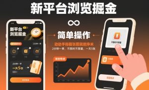 新平台浏览掘金，动动手指截张图就能挣米，2分钟一单，不限时不限量，一天5张【揭秘】-水滴知识网