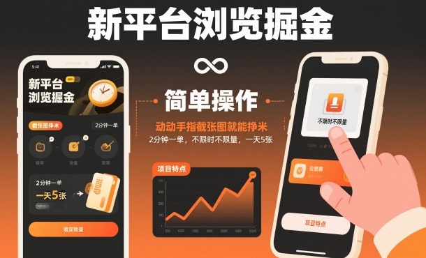 新平台浏览掘金,动动手指截张图就能挣米,2分钟一单,不限时不限量,一天5张【揭秘】-水滴知识网