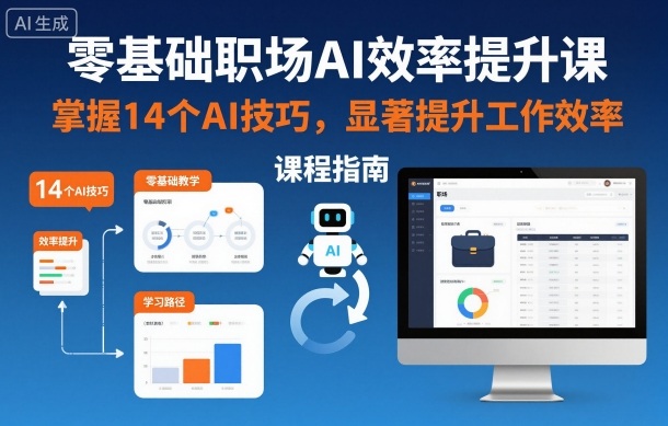 零基础职场AI效率提升课,掌握14个AI技巧,显著提升工作效率-水滴知识网