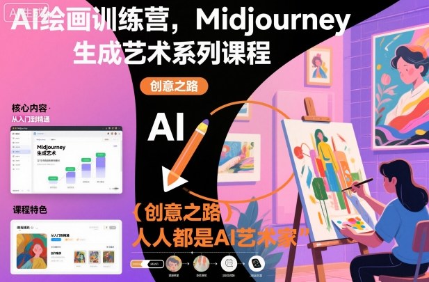 AI绘画训练营,Midjourney生成艺术系列课程,人人都是AI艺术家-水滴知识网