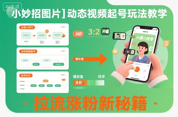 小妙招图片＋动态视频起号玩法教学，拉流涨粉新秘籍-水滴知识网