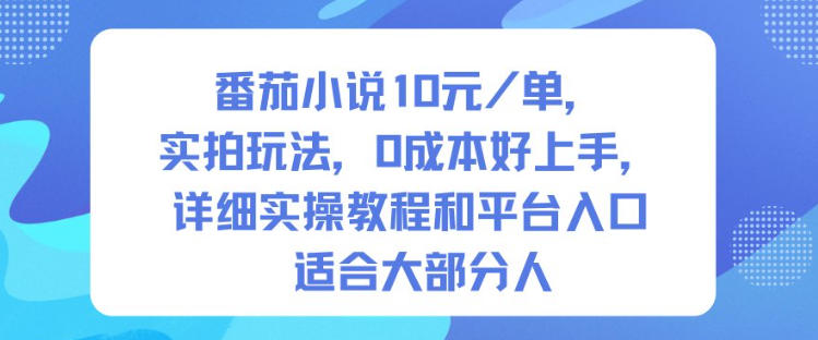 番茄小说10米每单,实拍玩法,0成本好上手,详细实操教程和平台入口适合大部分人-水滴知识网