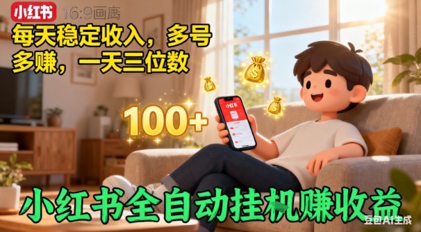 小红书自动挂G賺收益,每天稳定收入,多号多賺,一天三位数【揭秘】-水滴知识网