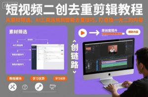短视频二创去重剪辑教程,从素材筛选、AI工具运用到智能去重技巧,打造独一无二的内容-水滴知识网