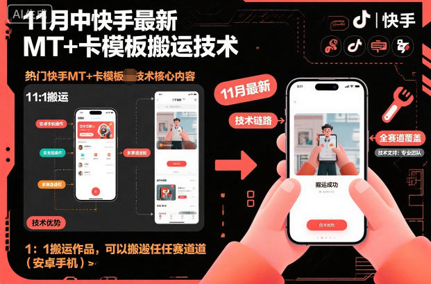 11月中快手最新MT+卡模板搬运技术，1：1搬运作品，可以搬运任何赛道（安卓手机）-水滴知识网