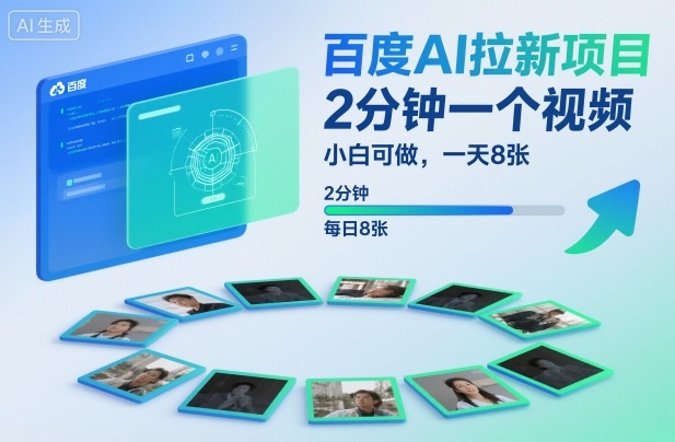 百度AI拉新项目,2分钟一个视频,小白可做,一天8张【附案例+保姆级教程】-水滴知识网