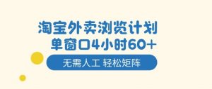 淘宝外卖浏览计划，到窗口4小时60+无需人工，轻松矩阵开干【揭秘】-水滴知识网