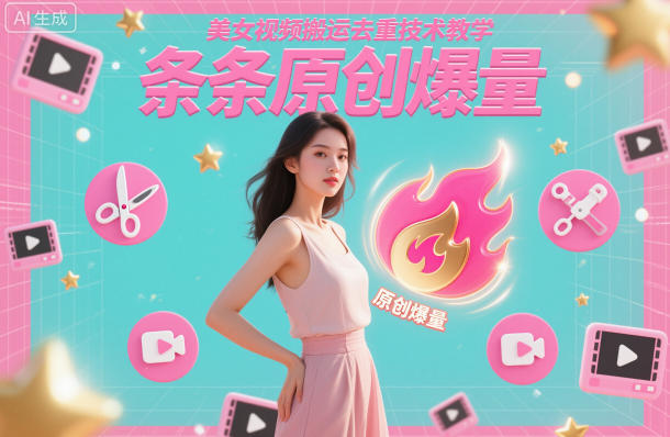 美女视频搬运去重技术教学，条条原创爆量-水滴知识网