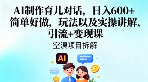 AI制作育儿对话，日入6张+，简单好做，玩法以及实操讲解，引流+变现课-水滴知识网