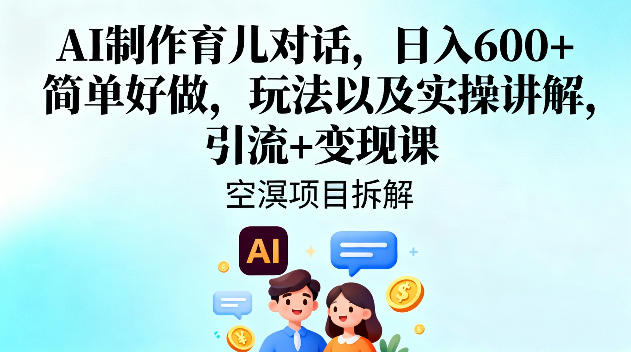 AI制作育儿对话,日入6张+,简单好做,玩法以及实操讲解,引流+变现课-水滴知识网