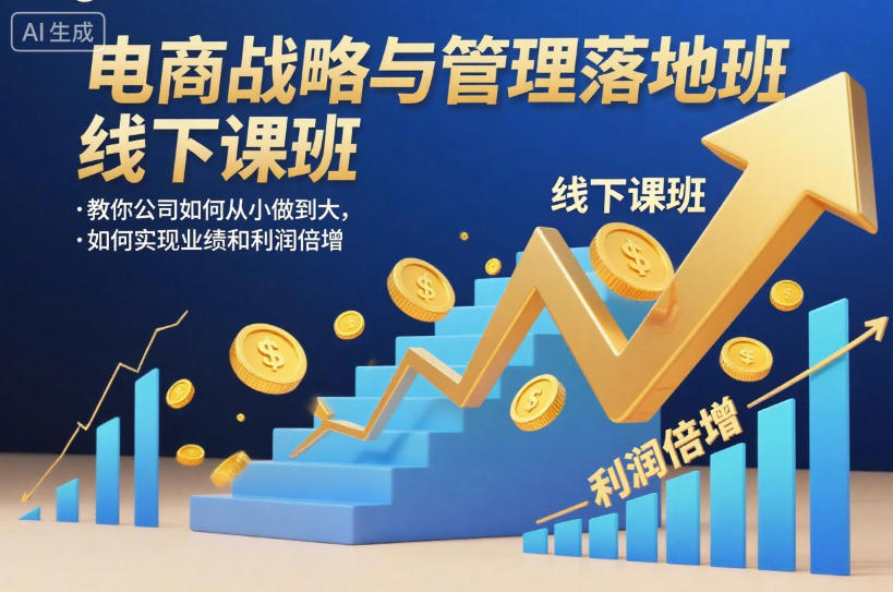 电商战略与管理落地班线下课，教你公司如何从小做到大，如何实现业绩和利润倍增【录音】-水滴知识网