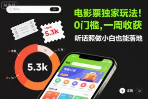 电影票独家玩法!0门槛,一周收获5.3k,听话照做小白也能落地【揭秘】-水滴知识网