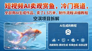 短视频AI卖观赏鱼,冷门赛道,全部用AI生成作品,卖了1.5W单,制作流程详细教程-水滴知识网