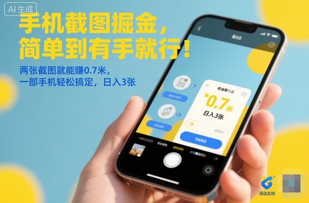 手机截图掘金，简单到有手就行！两张截图就能賺0.7米，一部手机轻松搞定，日入3张【揭秘】-水滴知识网